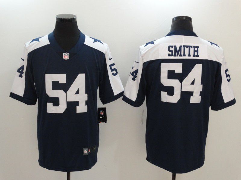 Men Dallas Cowboys #54 Smith Blue Thanksgiving Nike Vapor Untouchable Limited NFL Jersey